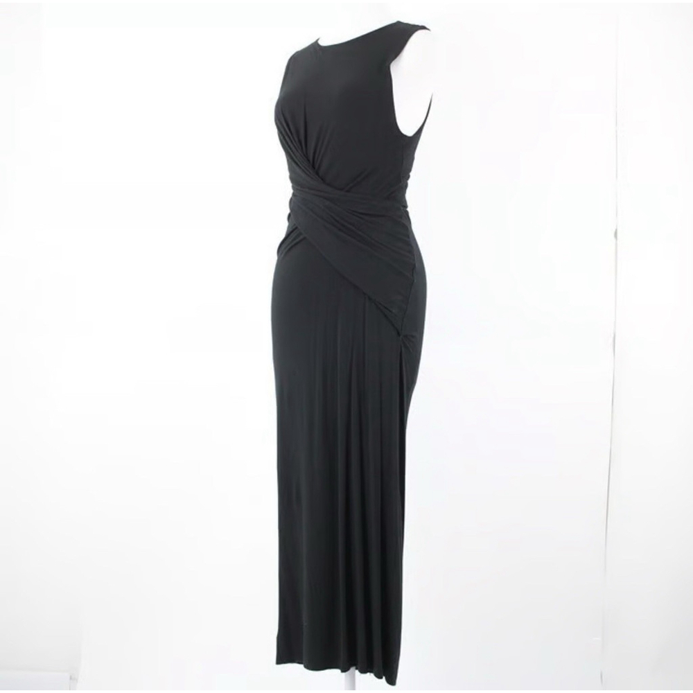 T By Alexander Wang Black Sleeveless Ruched Twist Bodice MIDI/Maxi Dress M $375